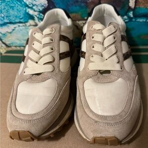 Valentina Mixed Leather Retro Sneakers